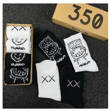 Hip Hop Style Breathable Mid Tube Socks Bundle 4x
