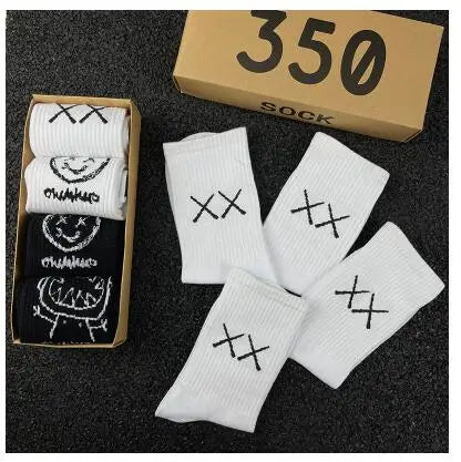 Hip Hop Style Breathable Mid Tube Socks Bundle 4x