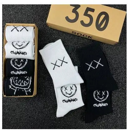 Hip Hop Style Breathable Mid Tube Socks Bundle 4x