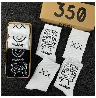 Hip Hop Style Breathable Mid Tube Socks Bundle 4x