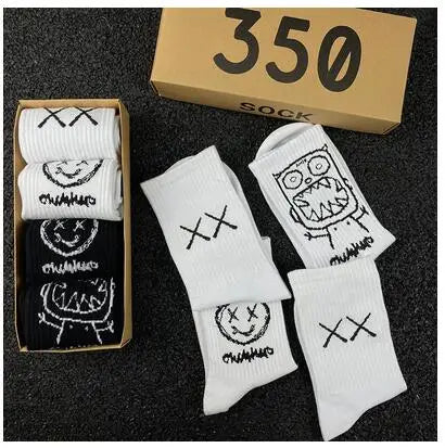 Hip Hop Style Breathable Mid Tube Socks Bundle 4x
