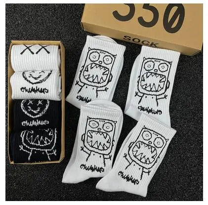 Hip Hop Style Breathable Mid Tube Socks Bundle 4x