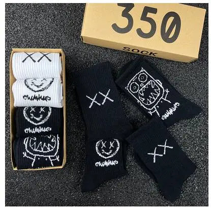 Hip Hop Style Breathable Mid Tube Socks Bundle 4x