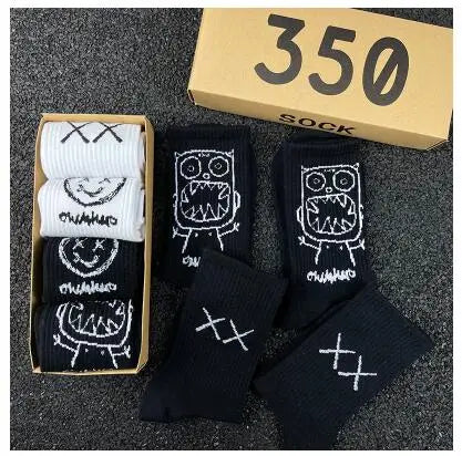 Hip Hop Style Breathable Mid Tube Socks Bundle 4x