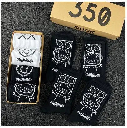 Hip Hop Style Breathable Mid Tube Socks Bundle 4x