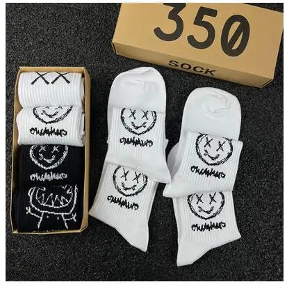 Hip Hop Style Breathable Mid Tube Socks Bundle 4x