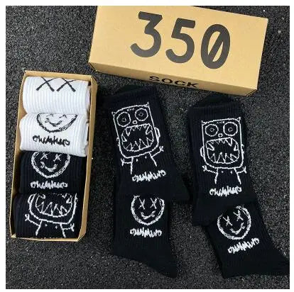 Hip Hop Style Breathable Mid Tube Socks Bundle 4x