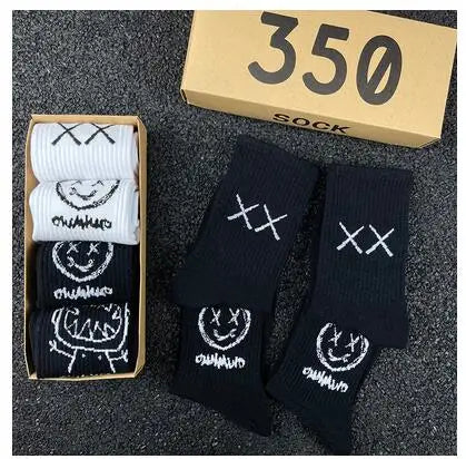 Hip Hop Style Breathable Mid Tube Socks Bundle 4x