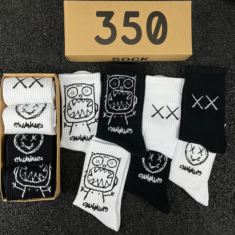 Hip Hop Style Breathable Mid Tube Socks Bundle 4x