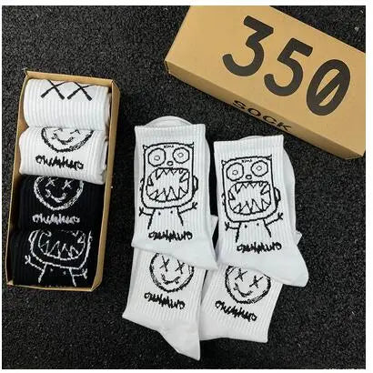 Hip Hop Style Breathable Mid Tube Socks Bundle 4x