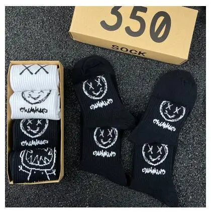 Hip Hop Style Breathable Mid Tube Socks Bundle 4x