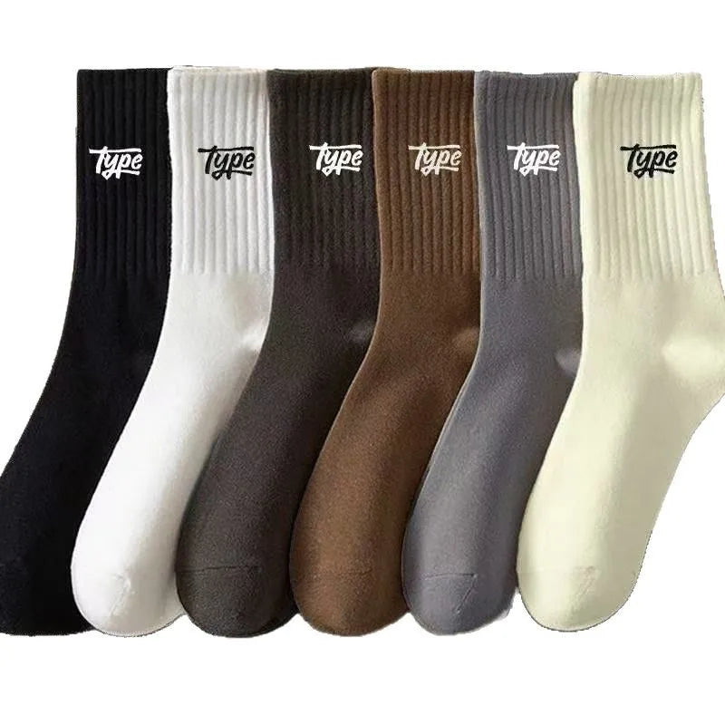 Casual Comfortable Mid Length Socks Bundle 1x/6x